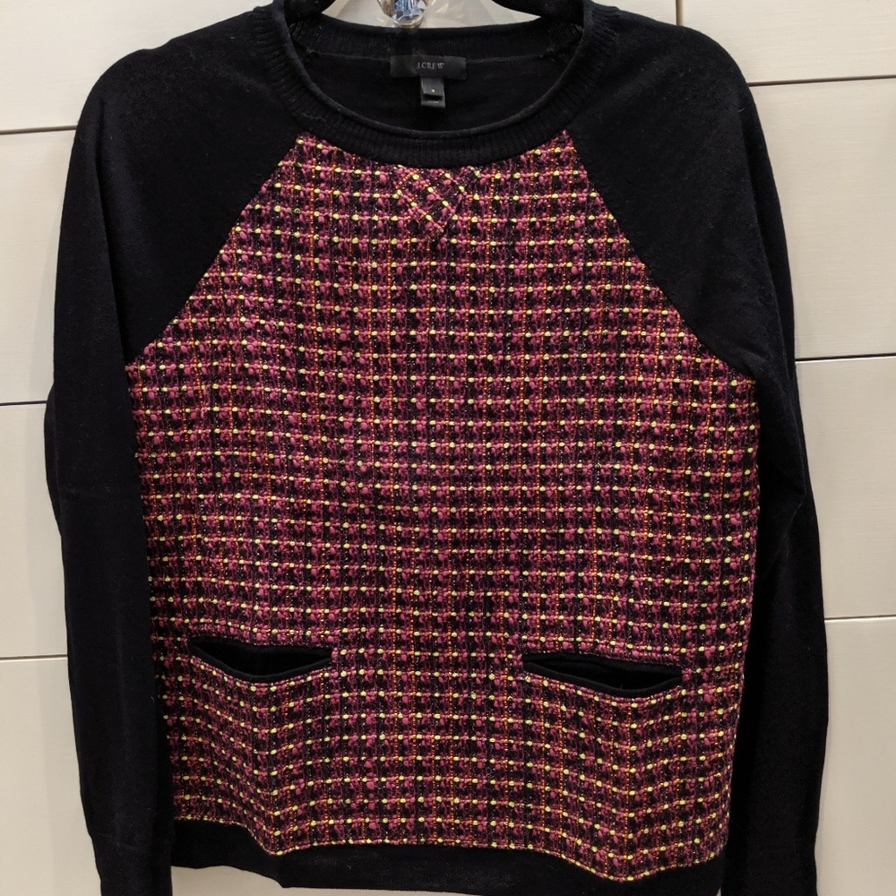 J.Crew black knit sweater, size Small